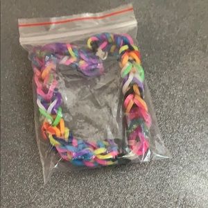 A rainbow colorful loom band braclet